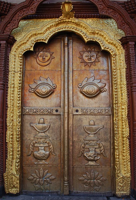 Kathmandu Pashupatinath 04 Golden Door At Pashupatinath Temple Entrance A golden door sits just to the right of the western Pashupatinath entrance gate.